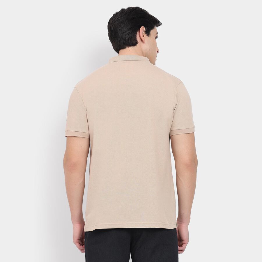 Men's Collared Half Sleeves T-Shirt, Beige, large image number null
