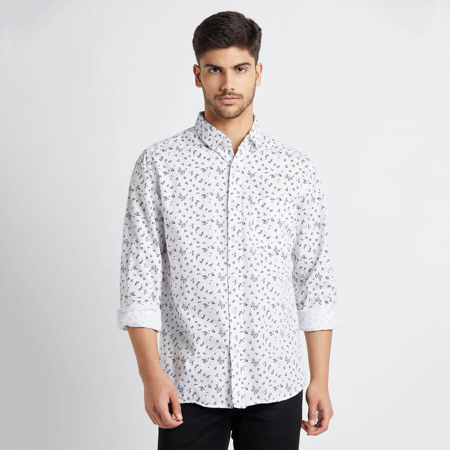 Cotton Printed Casual Shirt, White, large image number null