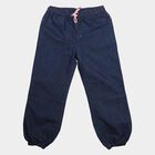 Girls' Navy Blue Jogger Fit Drawstring Jeans, मध्यम नीला, small