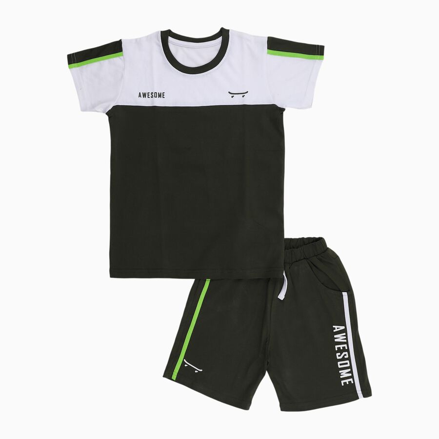 Boys' Knit Baba Suit, ओलिव, large image number null