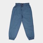 Boys' Teal Blue Regular Fit Elastic Waist Cotton Trousers, Teal Blue, small