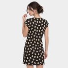 Women Black Round Neck T-Shirt Style Nighty, काला, small