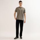 Men's Olive Polo Neck Textured T-Shirt, Olive, small