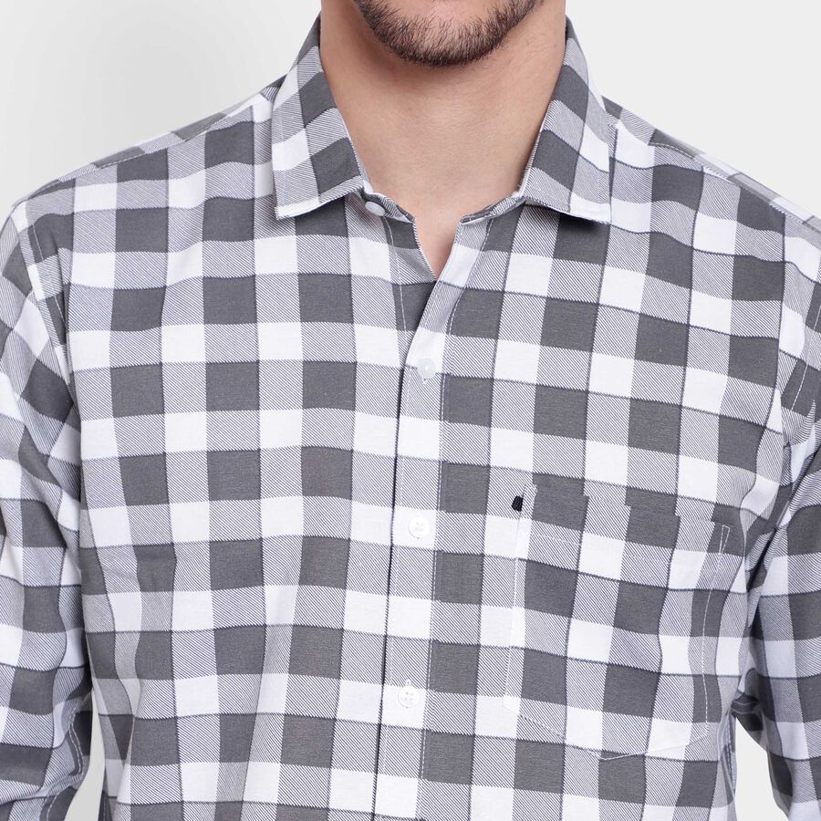 Checks Casual Shirt, Light Grey, large image number null