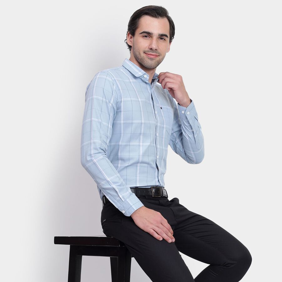 Men's 100% Cotton Casual Shirt, हल्का नीला, large image number null