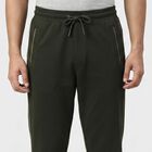Men's Olive Green Jogger Fit Side-Striped Track Pants, ओलिव, small