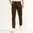 Men's Slim Fit Casual Trousers, Olive, small