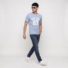 Men's Light Blue Round Neck Regular T-Shirt, स्काई ब्लू, small