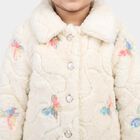 Girls' White Spread Collar Fleece Jacket, White, small