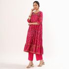 Women's Bright Magenta Pink Cotton Embroidered Ethnic Set, Fuchsia, small image number null