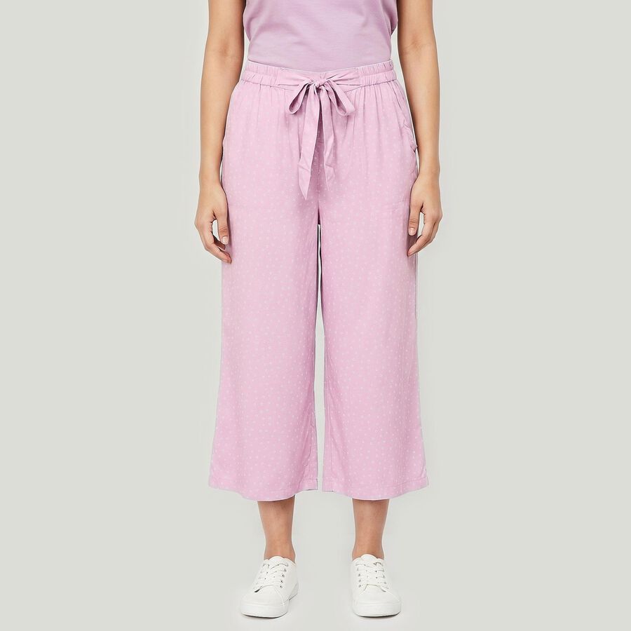 Women's Lilac Regular Fit Solid Capri, Lilac, large