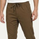 Men's Brown Slim Fit Casual Chino Trousers, भूरा, small