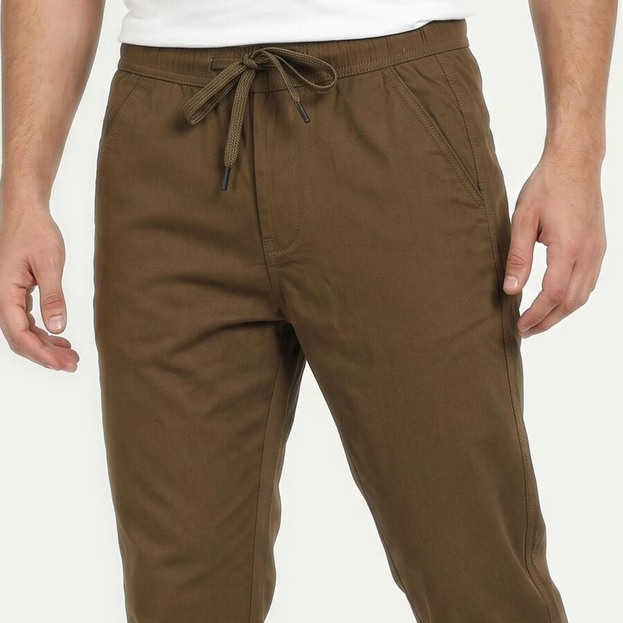 Men's Brown Slim Fit Casual Chino Trousers, भूरा, large