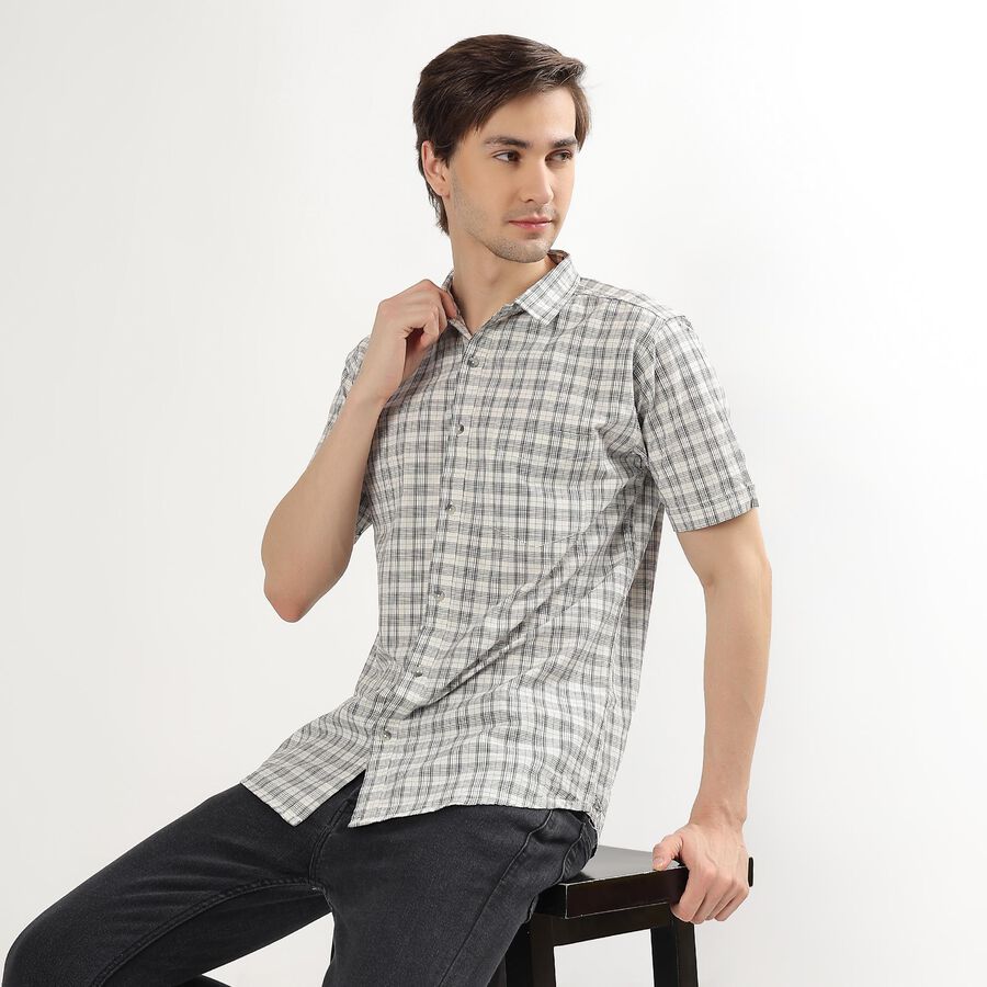 Men's Off-White Cotton Classic Casual Shirt, Off White, large image number null