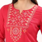 Women's Maroon Mandarin Collar Straight Kurta, Maroon, small