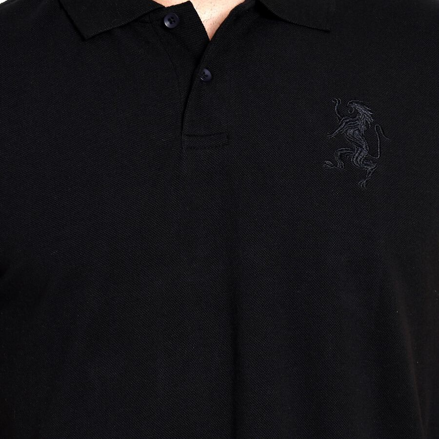Men's Collared Half Sleeves T-Shirt , Black, large image number null