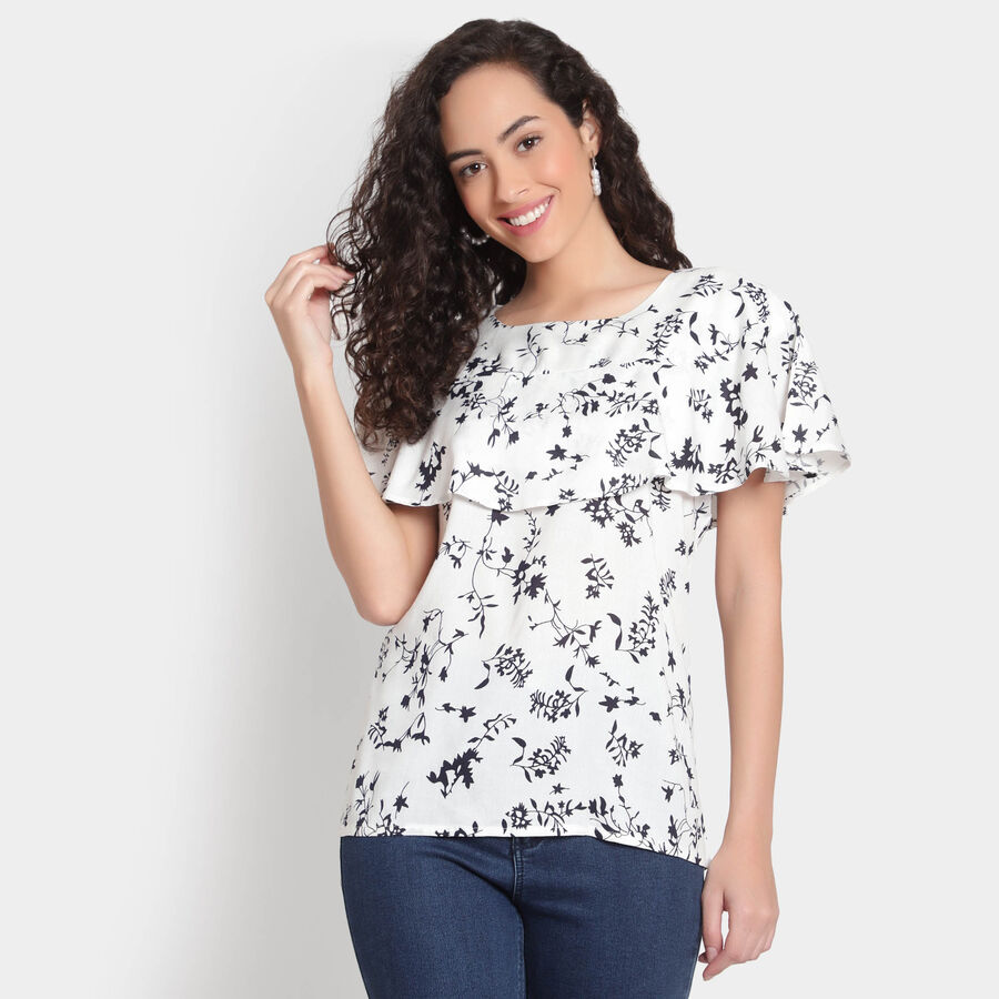 Printed Top, White, large image number null