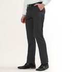 Men's Gray Slim Fit Formal Trousers, Dark Grey, small