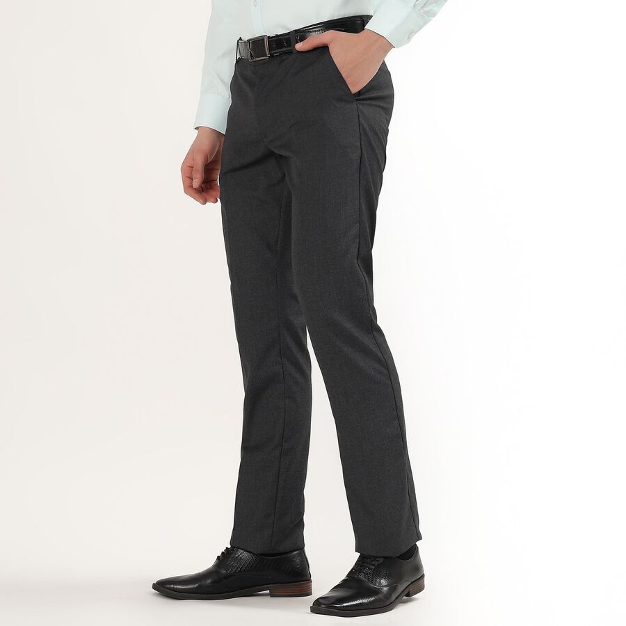 Men's Gray Slim Fit Formal Trousers, Dark Grey, large