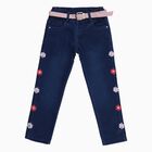 Girls' Dark Wash Embroidered Regular Fit Jeans, गहरा नीला, small image number null