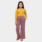 Girls' Pink Relaxed Fit Tie-Front Trousers, Pink, small