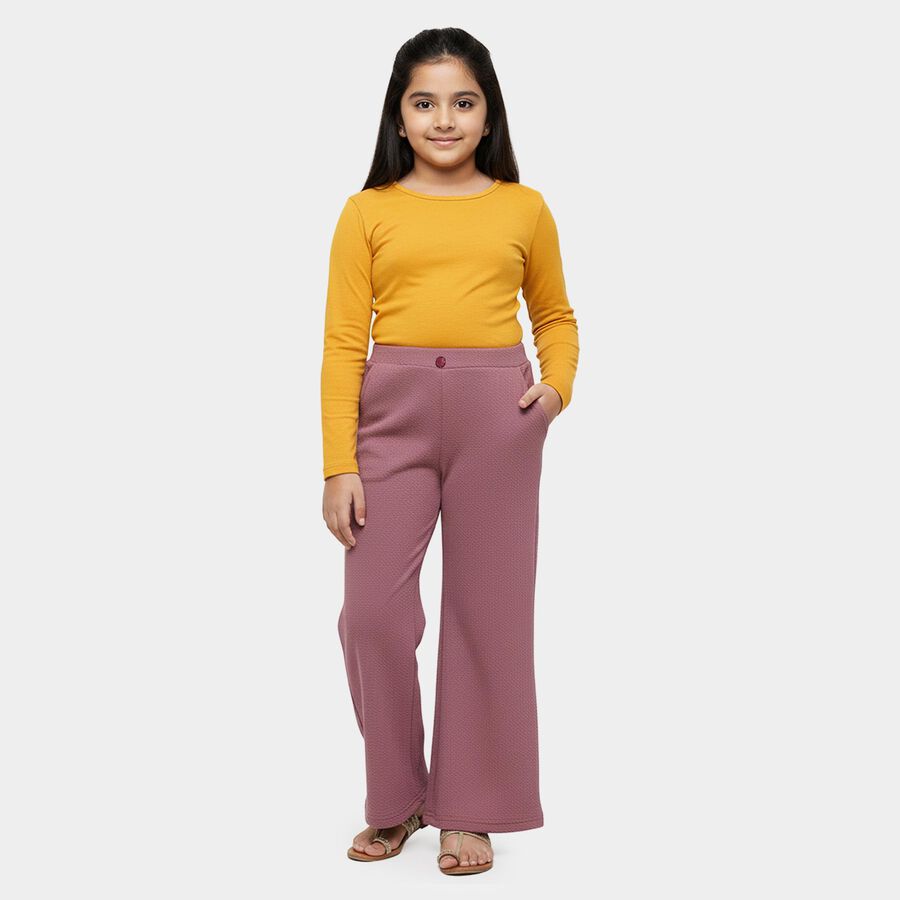 Girls' Pink Relaxed Fit Tie-Front Trousers, Pink, large