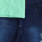 Boys' Light Green Cotton Round Neck Tiger Print Baba Suit, Light Green, small image number null