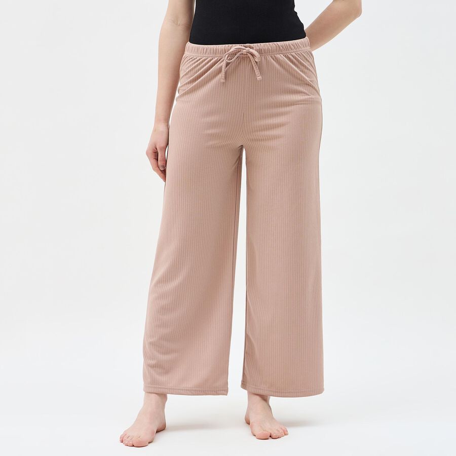 Women's Muted Charcoal Gray Elastic Waist Pyjama, भूरा, large