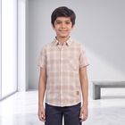 Boys Off White Cotton Collared Shirt, ऑफ व्हाइट, small