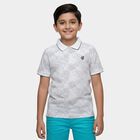 Boys' White Round Neck Printed T-Shirt, White, small