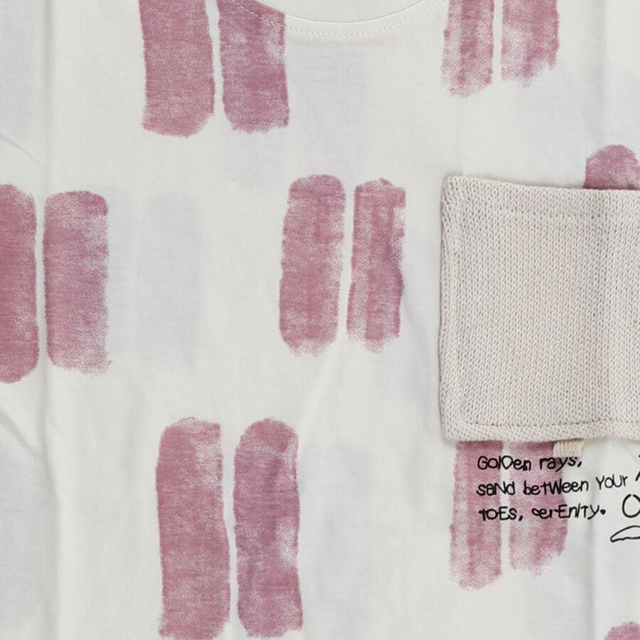 Boys White and Dusty Pink Cotton Round Neck Casual T-Shirt, गुलाबी, large image number null