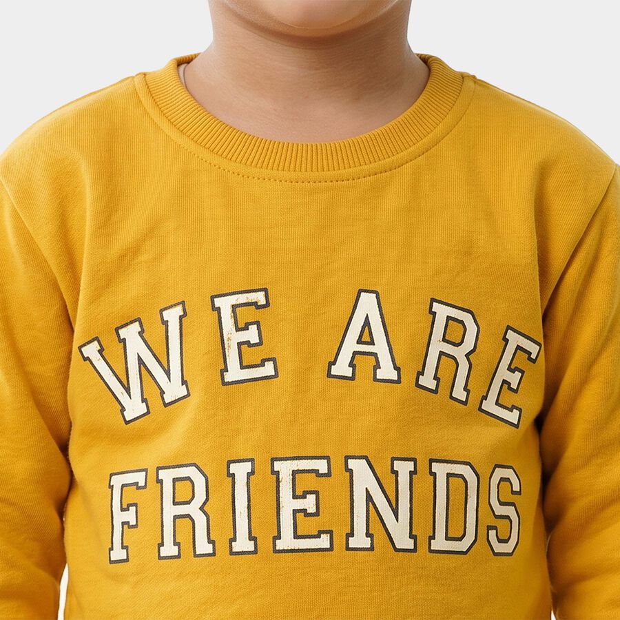 Boys' Yellow Crew Neck Pullover Sweatshirt, Yellow, large