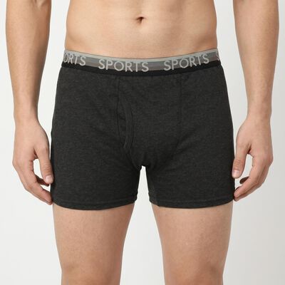 Men's Charcoal Regular Fit Sports Waistband Trunks