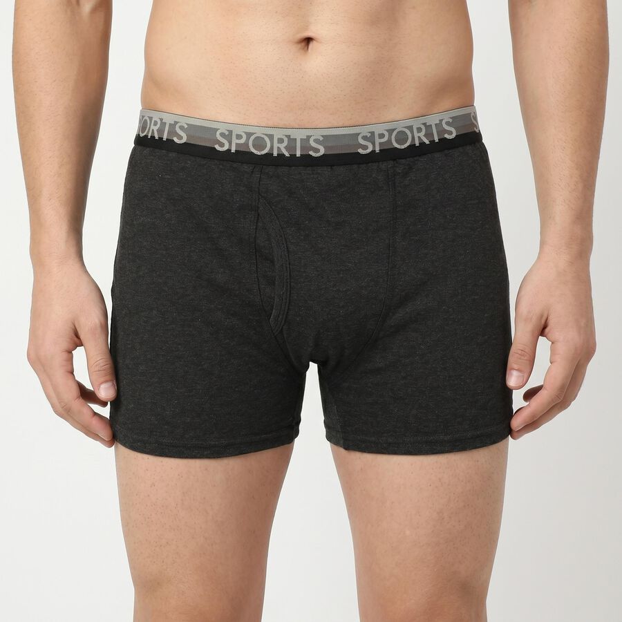 Men's Charcoal Regular Fit Sports Waistband Trunks, Charcoal, large