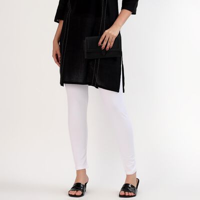 Women's Bright White Cotton Blend Comfortable Churidar