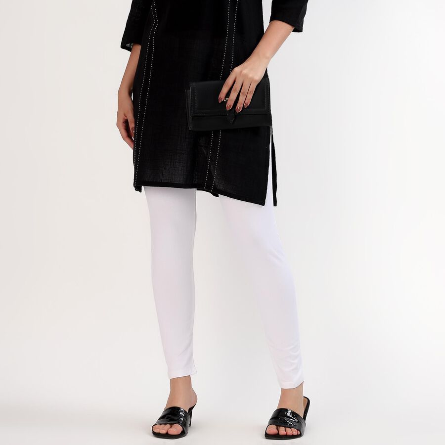 Women's Bright White Cotton Blend Comfortable Churidar, सफ़ेद, large image number null