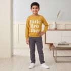 Boys' Mustard Crew Neck Pullover Sweatshirt, Mustard, small