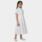 Girls' White Sleeveless A-Line Dress, White, small