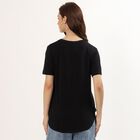 Women's Jet Black Cotton Round Neck Casual T-Shirt, काला, small image number null