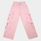 Girls Pink Wide Leg Cargo Jeans, Light Pink, small