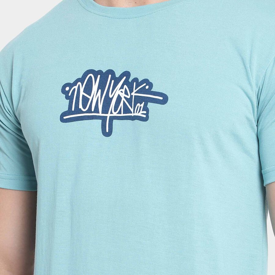 Round Neck T-Shirt, Mid Blue, large image number null