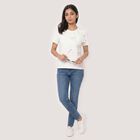 Women's White Round Neck Regular T-Shirt, White, small