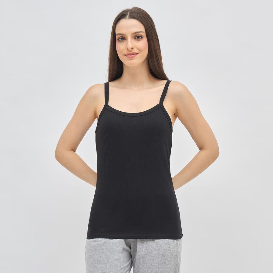 Women's Black Sleeveless Thermal, Black, large image number null