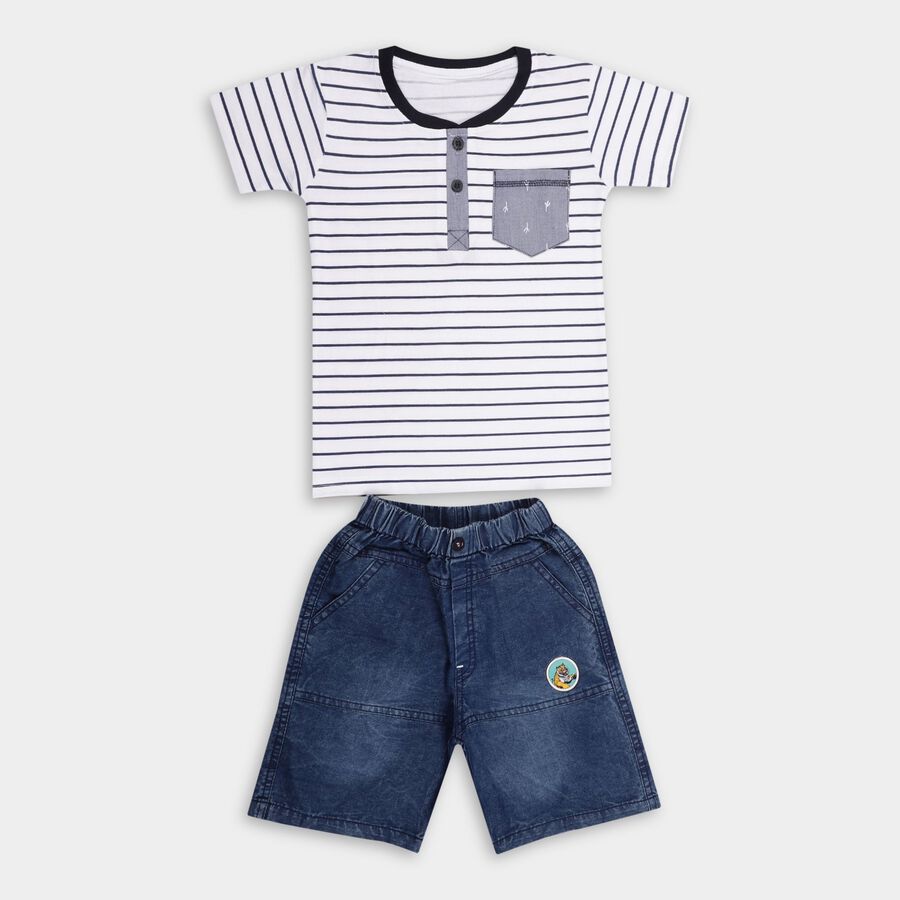 Boys'100% Cotton Woven Baba Suit, सफ़ेद, large image number null