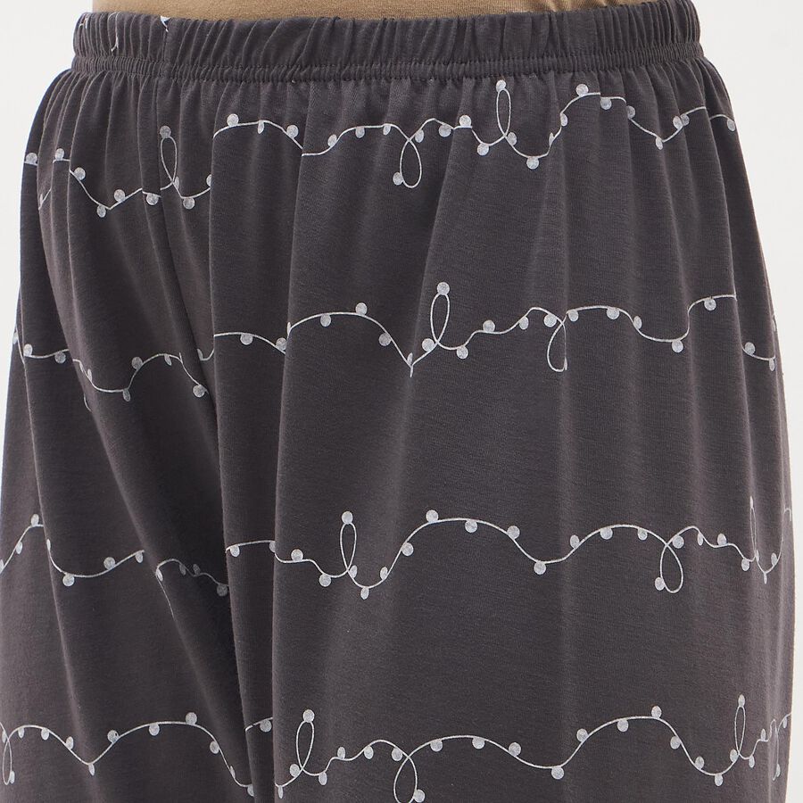 Women's Charcoal Grey Relaxed Fit Printed Pyjama, गहरा ग्रे, large image number null