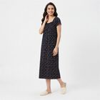 Women Navy Blue Square Neck A-Line Nighty, Navy Blue, small