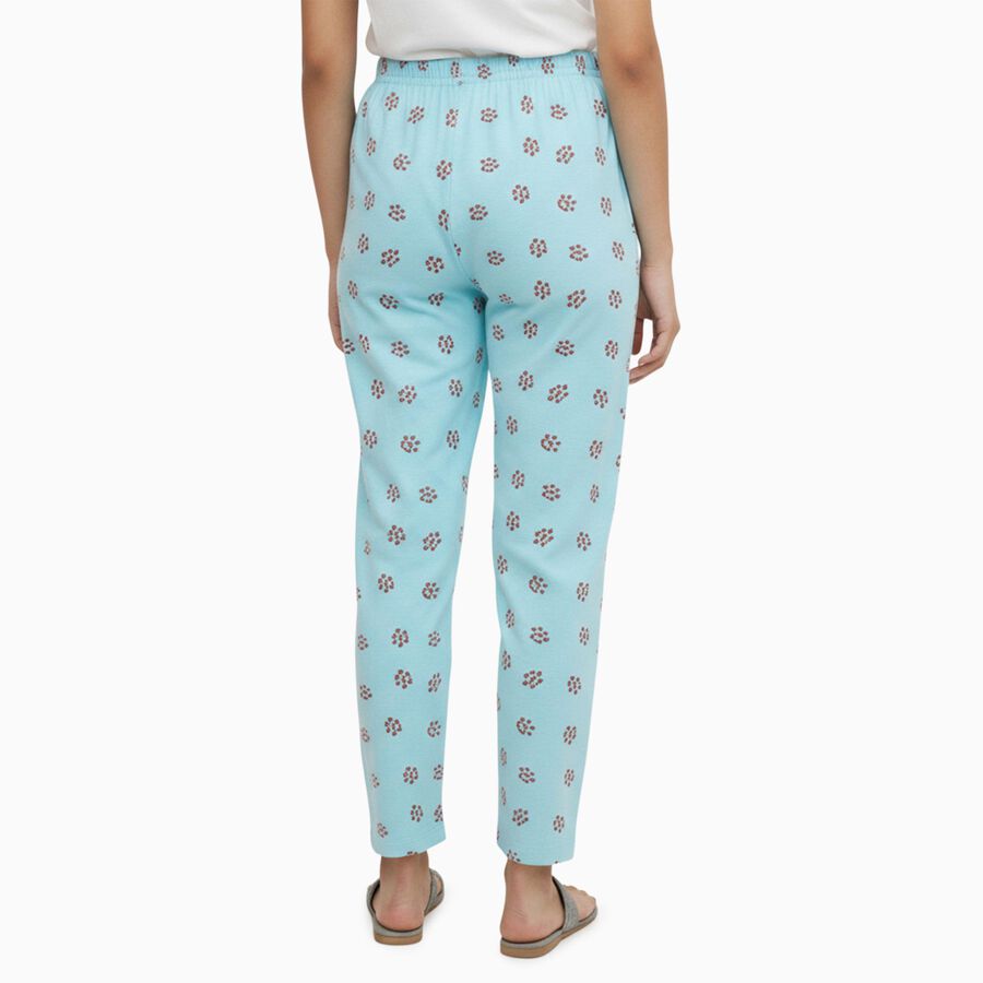 Girls' Light Aqua Blue Printed Elastic Waist Capri, Aqua, large image number null