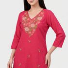 Women's Fuchsia 100% Cotton Embroidered Ethnic Set, Fuchsia, small