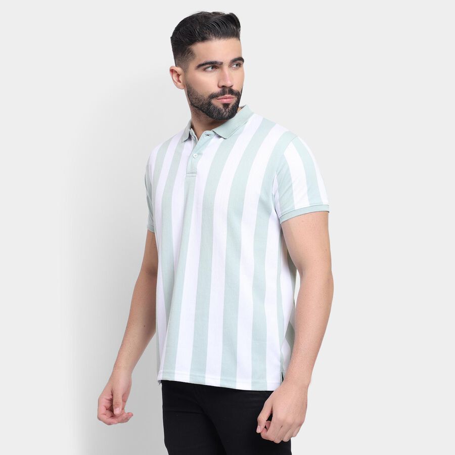 Men's Collared Half Sleeves T-Shirt , हल्का हरा, large image number null