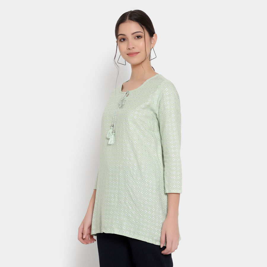 Printed 3/4Th Sleeves Kurti, Light Green, large image number null